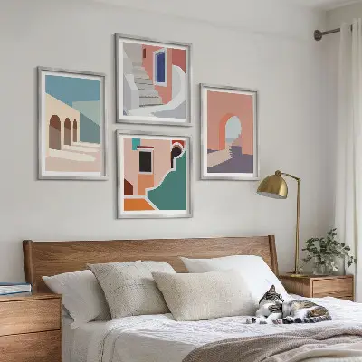 Pastel minimalistisk grafik billedsæt med ramme