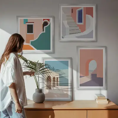 Pastel minimalistisk grafik billedsæt med ramme