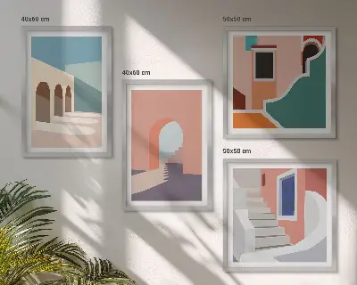 Pastel minimalistisk grafik billedsæt med ramme