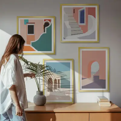 Pastel minimalistisk grafik billedsæt med ramme