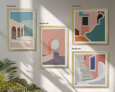 Pastel minimalistisk grafik billedsæt med ramme