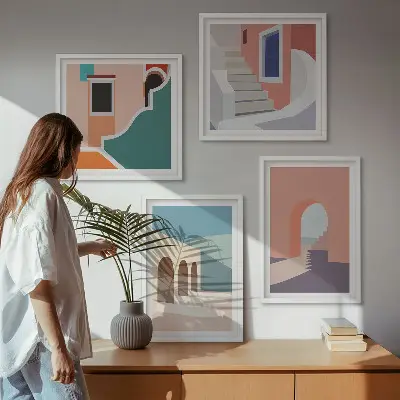 Pastel minimalistisk grafik billedsæt med ramme