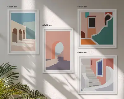 Pastel minimalistisk grafik billedsæt med ramme