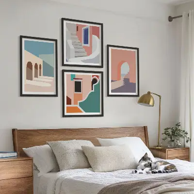 Pastel minimalistisk grafik billedsæt med ramme