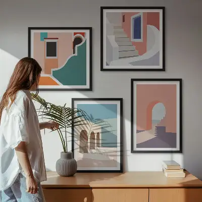 Pastel minimalistisk grafik billedsæt med ramme