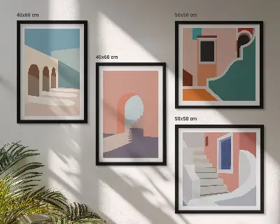Pastel minimalistisk grafik billedsæt med ramme