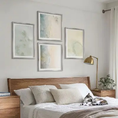 Pastel akvarel lærredstekstur billedsæt med ramme