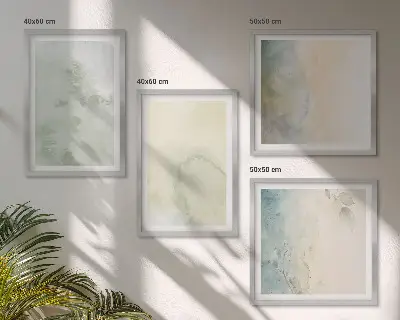 Pastel akvarel lærredstekstur billedsæt med ramme