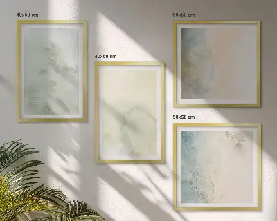 Pastel akvarel lærredstekstur billedsæt med ramme
