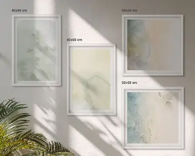 Pastel akvarel lærredstekstur billedsæt med ramme