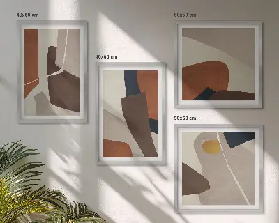 Abstrakte moderne former billedvæg til over sofaen