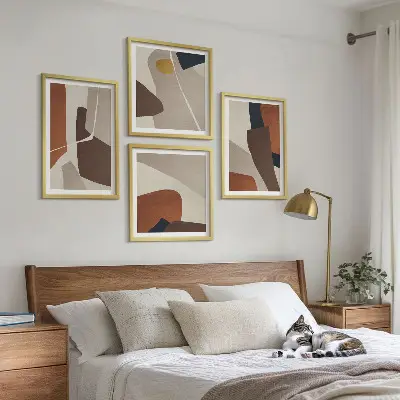 Abstrakte moderne former billedvæg til over sofaen