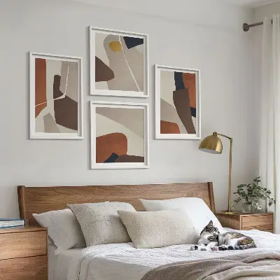 Abstrakte moderne former billedvæg til over sofaen