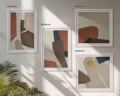 Abstrakte moderne former billedvæg til over sofaen