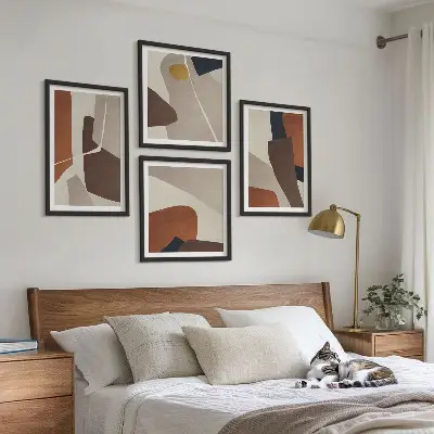 Abstrakte moderne former billedvæg til over sofaen