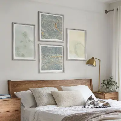 Pastel akvarel lærredsmaling billedsæt med ramme