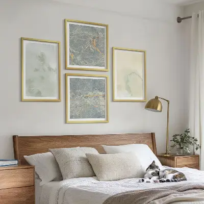 Pastel akvarel lærredsmaling billedsæt med ramme