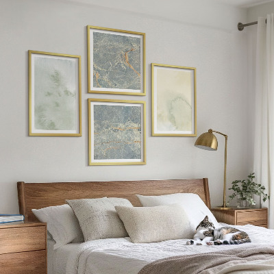 Billedsæt med ramme Pastel akvarel lærredsmaling