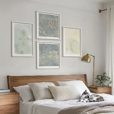 Pastel akvarel lærredsmaling billedsæt med ramme