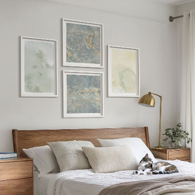 Billedsæt med ramme Pastel akvarel lærredsmaling
