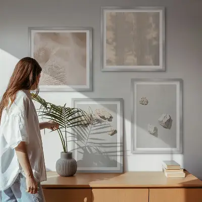 Vægdekoration med stenmotiv boho-stil til ophæng over sofaen