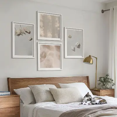 Vægdekoration med stenmotiv boho-stil til ophæng over sofaen