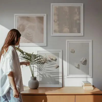 Vægdekoration med stenmotiv boho-stil til ophæng over sofaen