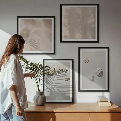 Vægdekoration med stenmotiv boho-stil til ophæng over sofaen