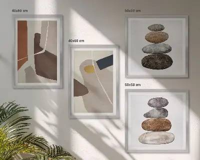 Abstrakte boho-former billedsæt med ramme