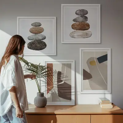 Abstrakte boho-former billedsæt med ramme