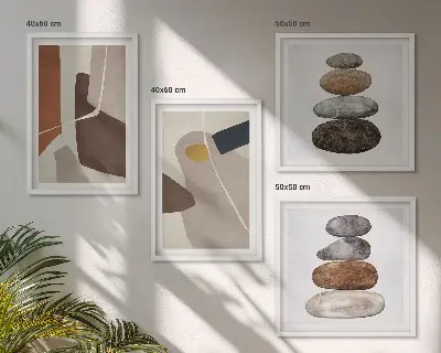 Abstrakte boho-former billedsæt med ramme