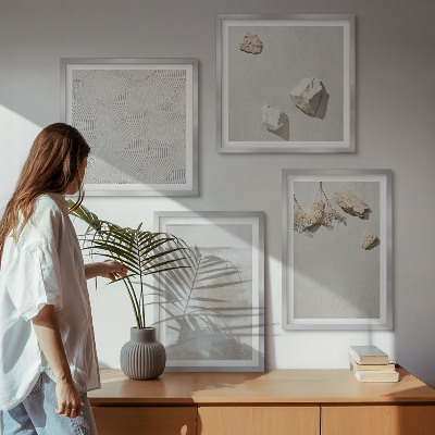 Billedvæg over sofa Sandsten boho tekstur