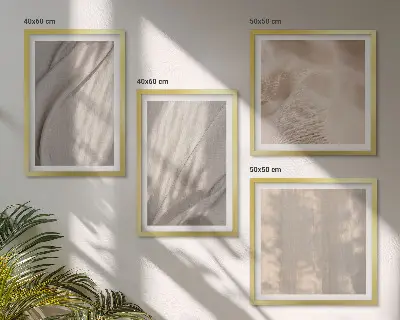 Billedvæg over sofa med nærbillede af naturlige boho-stoffer