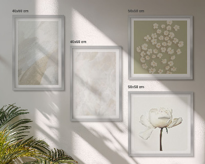 Billedvæg over sofa Blomster, moderigtige boho teksturer