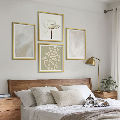 Billedvæg over sofa Blomster, moderigtige boho teksturer