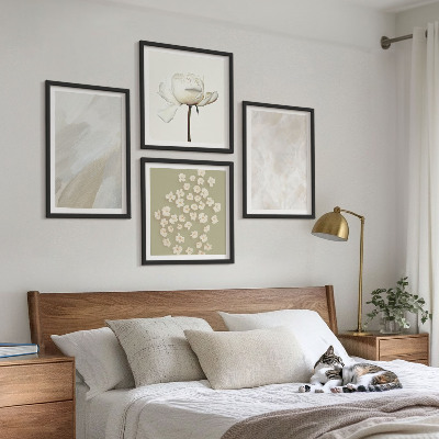 Billedvæg over sofa Blomster, moderigtige boho teksturer