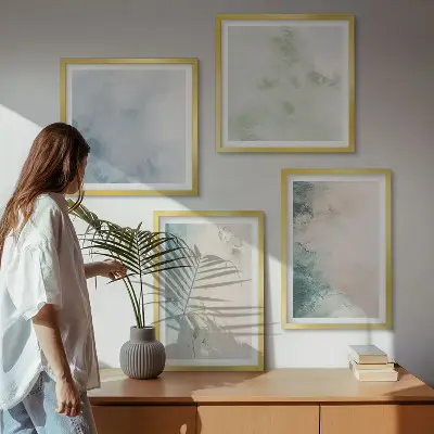 Billedvæg over sofa lærredstryk med akvarelmotiv