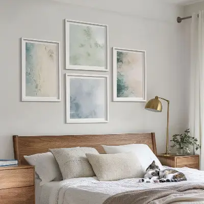 Billedvæg over sofa lærredstryk med akvarelmotiv