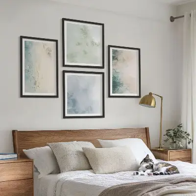 Billedvæg over sofa lærredstryk med akvarelmotiv