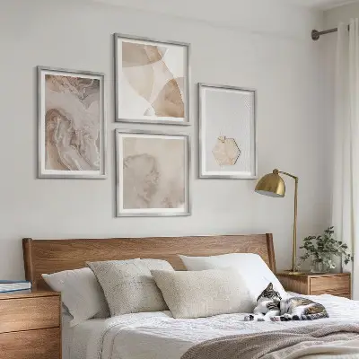 Billedsæt med ramme med abstrakt naturdesign