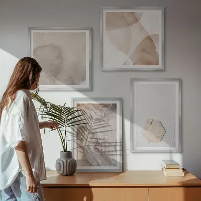 Billedsæt med ramme med abstrakt naturdesign