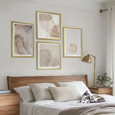 Billedsæt med ramme med abstrakt naturdesign
