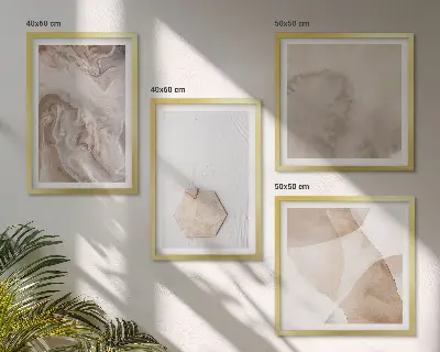 Billedsæt med ramme med abstrakt naturdesign