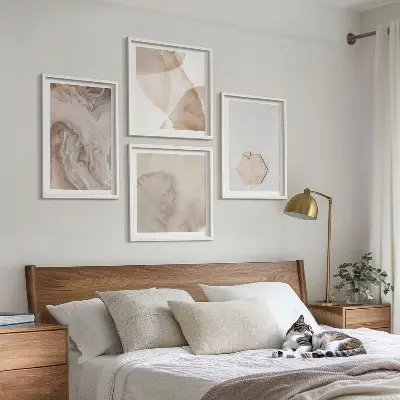 Billedsæt med ramme med abstrakt naturdesign