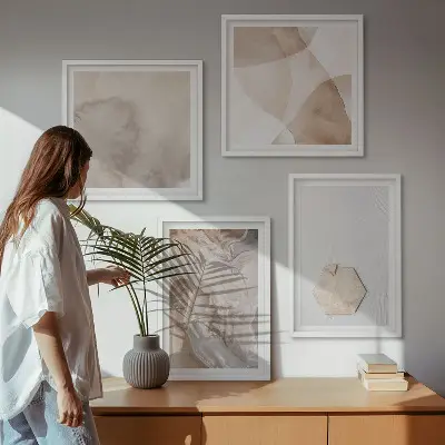 Billedsæt med ramme med abstrakt naturdesign