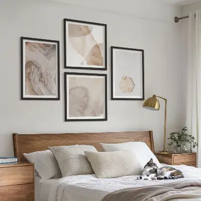 Billedsæt med ramme med abstrakt naturdesign
