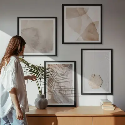 Billedsæt med ramme med abstrakt naturdesign