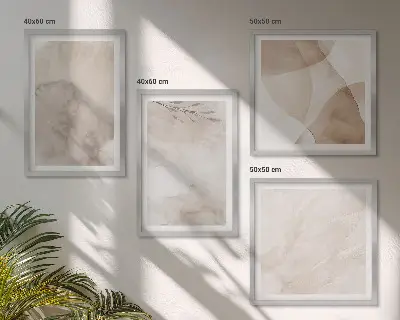 Akvarelmaling med boho teksturer billedvæg til ophæng over sofaen