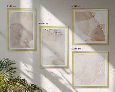 Akvarelmaling med boho teksturer billedvæg til ophæng over sofaen