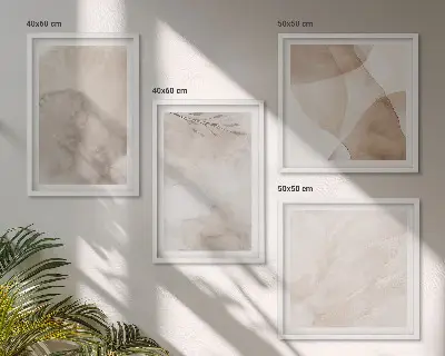 Akvarelmaling med boho teksturer billedvæg til ophæng over sofaen